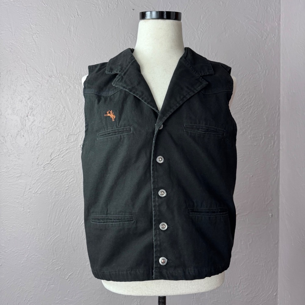 Whyoming Traders Mens Med Black Vest Western Gothic Southern Goth Yallternative